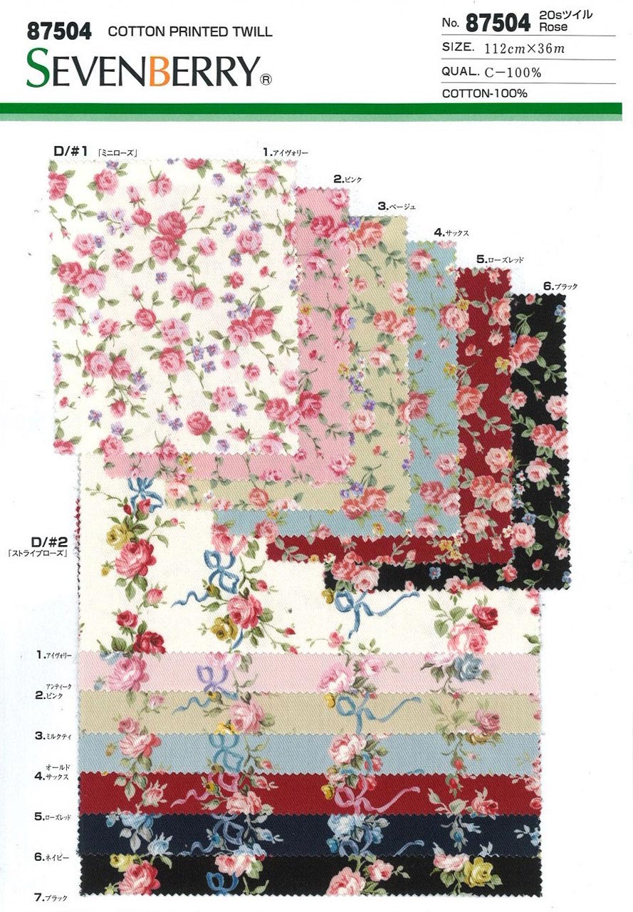 在庫少！生成×青 セブンベリー 英国庭 花柄 薔薇 スケア 生地 - 素材/材料